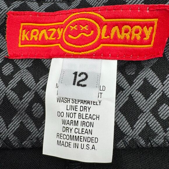 KRAZY LARRY NWT Women's 12 Gray Black Diamond Print Classic Pull-On Ankle Pants - Picture 5 of 10